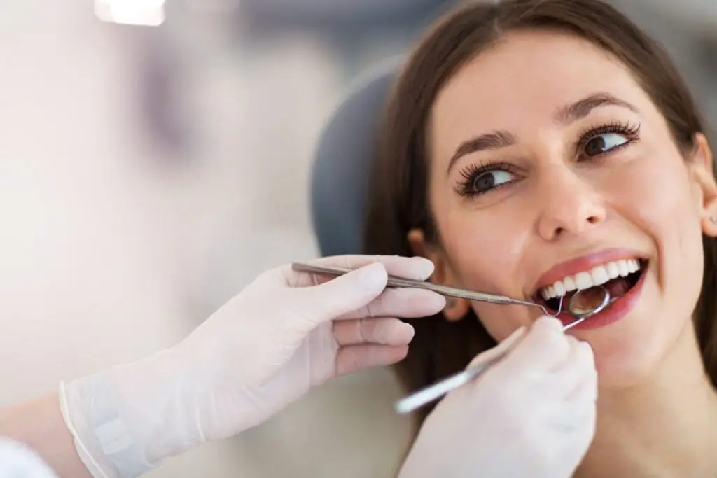 Patient in the dental chair during an exam